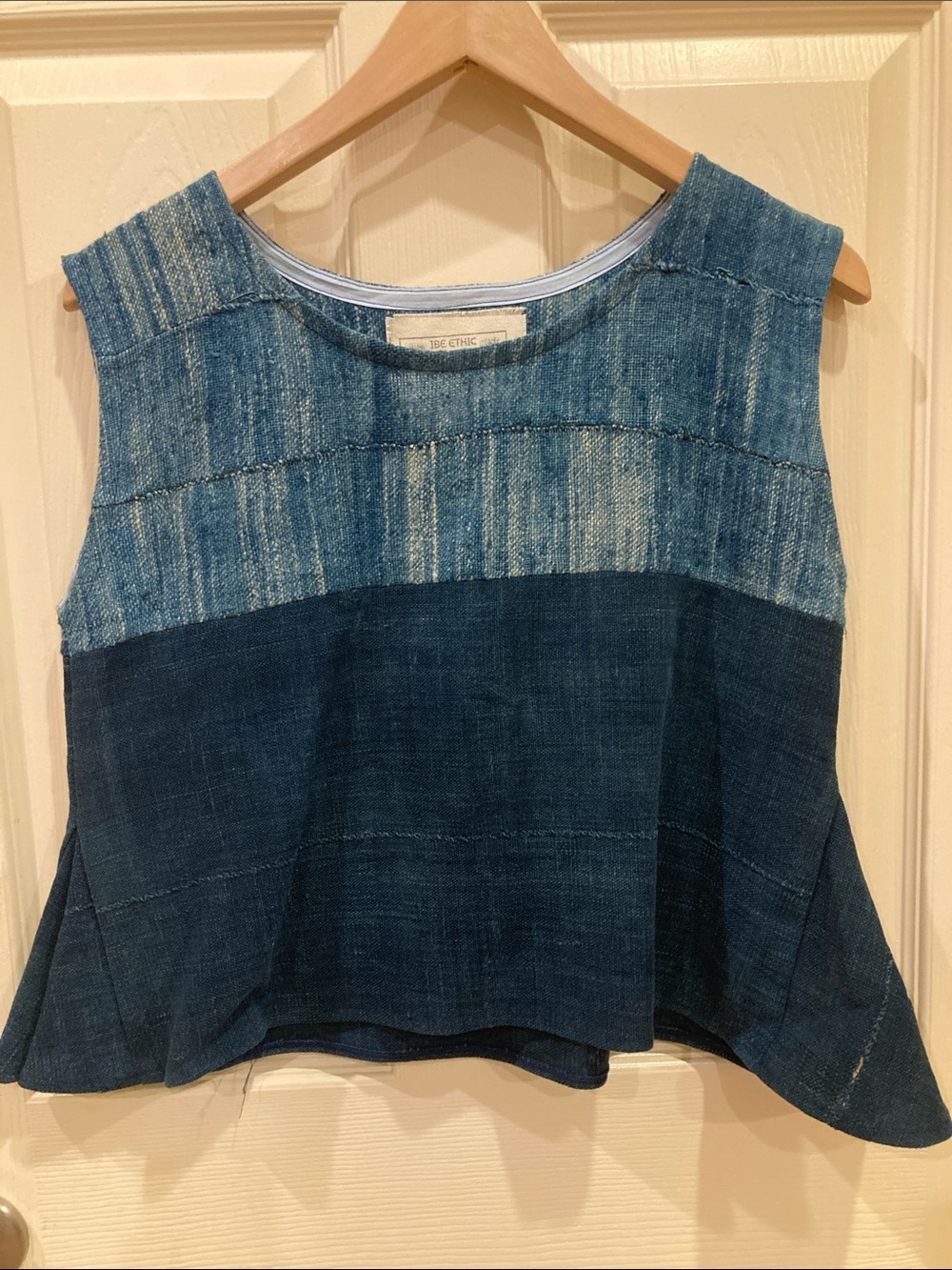 Be Ethic Indigo Patchwork Sleeveless Tank Top | Boho Patchwork Blouse | Women's
